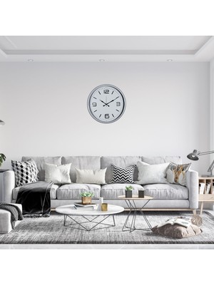 TKÇ Beyaz Modern Prestij 52 cm Metal Duvar Saati