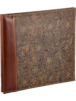 Yake Store 30,5 cm 30,5 cm Buchschraubenalbum Kabartmalı Dikişli Suni Deri Cover Memory Kitap, Kahverengi
