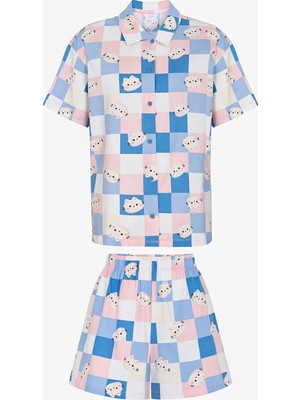 Penti Cuteness Dama Desenli Kısa Kollu Gömlek Şort Pijama Takımı