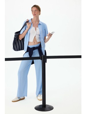 Penti Mavi Vacation Çizgili Kısa Kollu Gömlek Pantolon Pijama Takımı