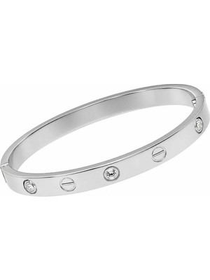 Nur Atelier Love Silver Zirkon Taşlı Çelik Bileklik