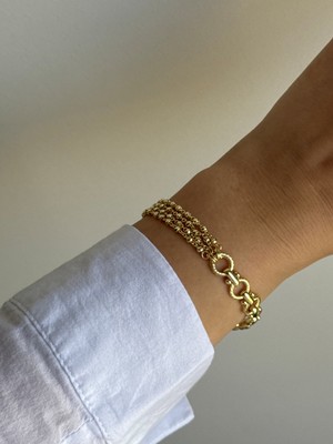 Owentis Gold Kuyumcu Işçilikli Çift Form Tasarım Nyvon Bileklik -Kararma Yapmaz-