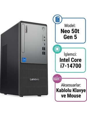 Lenovo Thinkcentre Neo 50T Gen 5 Intel Core I7-14700 16GB 512GB SSD Windows 11 Pro Masaüstü Bilgisayar 12UAS0MNTX 009