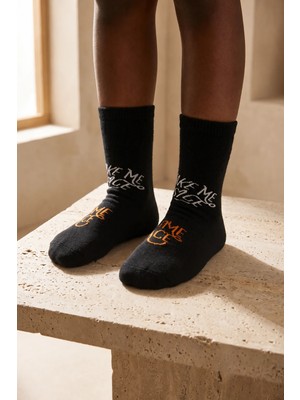 Bony Socks Çocuk Uzay Desenli Soket Çorap Siyah