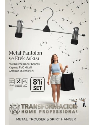 TransForMacion Metal Etek Pantolon Askısı - Mandallı Etek Askısı Pantolon Askısı 8 Adet 719536