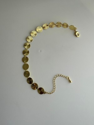 Owentis Gold Desenli Ezme Plaka Mirelda Bileklik -Kararma Yapmaz-
