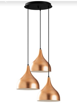 Rsylight Dylight Mina Retro Metal Dekoratif 3 Lü Bakır  Modern Rustik Sarkıt Avize Çap:30 cm