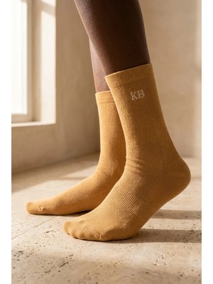 Bony Socks Unisex K&b Nakışlı Soket Çorap Açık Kahve