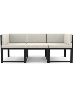 Upstyle Brio 3'lü Bahçe Balkon Koltuk Takımı | Keten Dokuma, Metal Karkas | Bej