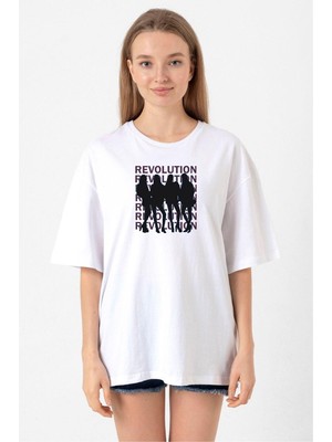 Blackpink Revolution Beyaz Kadın Oversize Tshirt