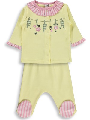 Civil Baby Fırfırlı Patikli 1-9 Ay Pijama Takımı - Sarı