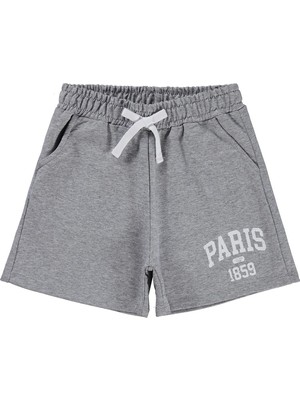 Civil Girls Paris Baskılı 6-9 Yaş Şort - Gri