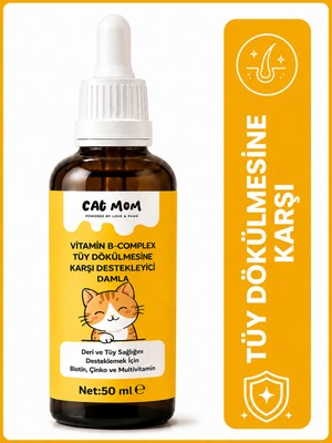 Cat Mom Kediler Için Tüy Dökülmesini Azaltıcı ve Tüy Sağlığını Destekleyici Multivitamin Damla