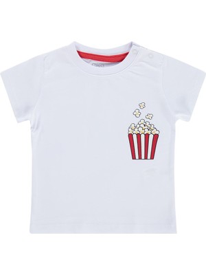 Civil Baby Patlamış Mısır Baskılı 6-18 Ay Tişört - Beyaz