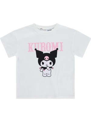 Kuromi 10-13 Yaş Tişört - Kırık Beyaz