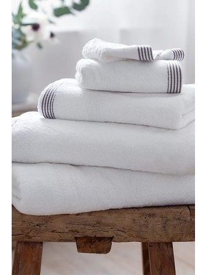 The White Company Colour Striped Border %100 Pamuk Büyük Boy Banyo Havlusu