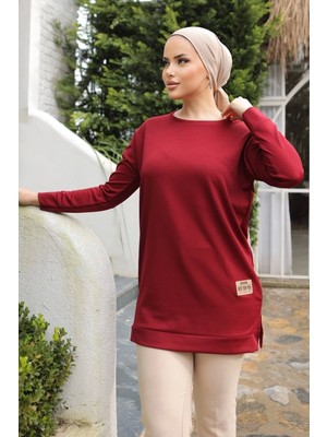 Yeni Stil Bordo Arma Detay Tunik 10020 ( Lisinya )
