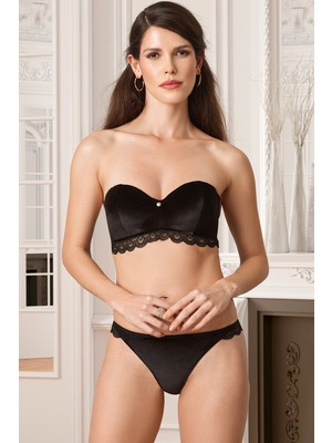 Pierre Cardin Kadın Straplez Kadife Sütyen Takımı Yumuşak Kumaş ve Konforlu Tasarım