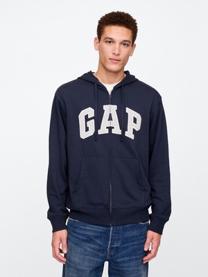 Gap Erkek Lacivert Gap Logo Fermuarlı Fransız Havlu Kumaş Sweatshirt