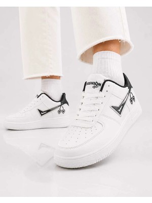 Slipcat Kadın Trend Kiraz Işlemeli Casual Sneaker, Nakış Detaylı Konforlu Günlük Ayakkabı