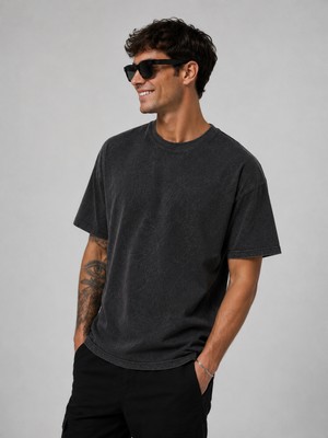We&me Erkek Beyaz Bisiklet Yaka Basic Tişört %100 Pamuk Günlük Rahat Kesim Yazlık Kısa Kollu T-Shirt