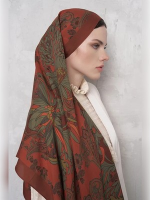 Ed Scarf Floş Viskon Şal Flare Desen - Turuncu