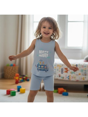 Bonbon Çocuk Baskılı Açık Mavi Renk 2'li Takım CB1049