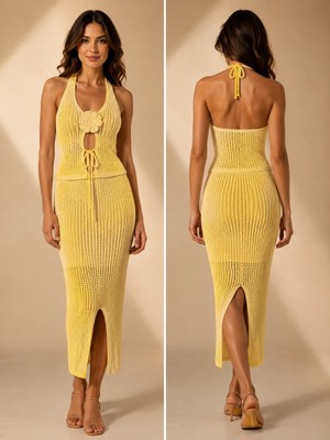 Bonitas Beachwear Çiçekli Triko Takım