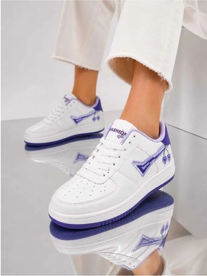 Slipcat Kadın Trend Kiraz Işlemeli Casual Sneaker, Nakış Detaylı Konforlu Günlük Ayakkabı