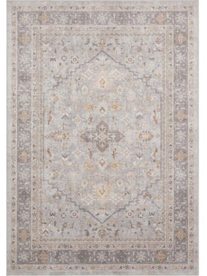 Akbel Halı Elista Vintage Els 201 Gri Blue Vintage Bukle Dokuma Yumuşak Halı Kaymaz Tabanlı Yıkanabilir Ince Modern Dekoratif Halı