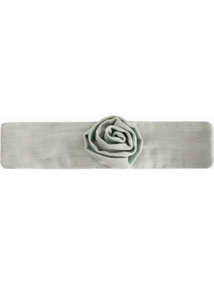 Cigit Müslin Gül Figürlü Lastik Bandana Mint Yeşili