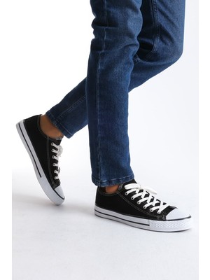 JET-0422 Luke Bağcıklı Keten Kumaş Erkek Günlük Sneaker Ayakkabı Kbt - Siyah