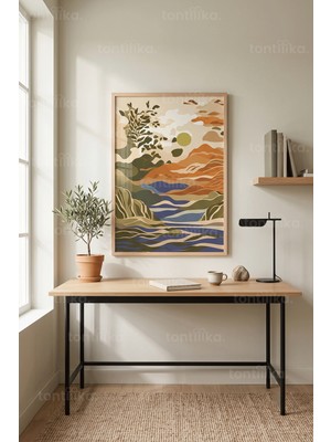 Tontilika Minimalist Soyut Manzara 1. Kalite Ahşap Çerçeveli Tablo