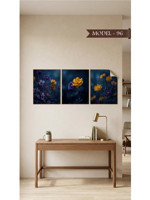 Sihirli Tahta Statik Tutunma Özellikli Tablo - Poster Çiçek (Model- 96)