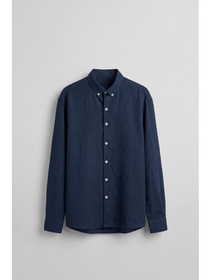Abluka Online Erkek Oversize Basic Rahat Gömlek Lacivert