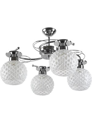 Rsylight Rys Modern Krom 4 Lü Spor Dekoratif Camlı Tavan Sarkıt Avize