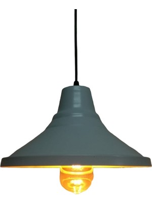 Rsylight Retro Metal Sarkıt Avize Rustik Tekli Sarkıt Beyaz Içi Sarı Cafe Mutfak Aydınlatma
