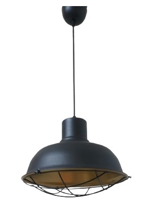 Rsylight Rys Retro Metal Siyah Dekoratif Kafesli Siyah Içi Gold Kafe Mutfak Avize Çap:30 cm