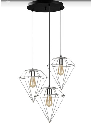 Rsylight Modern Krom 3 Lü Rustik Retro Metal Prizma Dekoratif Sarkıt Avize