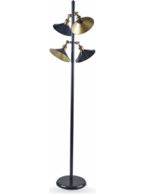 Rsylight Retro Siyah Metal Rustik 4 Lü Mafsallı Hareketli Başlıklar Köşe Lambası Lambader