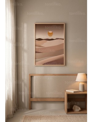 Tontilika Minimalist Çöl Manzarası 1. Kalite Ahşap Çerçeveli Tablo