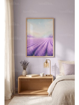 Tontilika Lavanta Tarlası Minimalist 1. Kalite Ahşap Çerçeveli Tablo