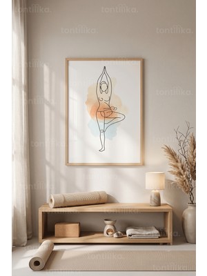 Tontilika Yoga ve Meditasyon Temalı Minimalist 1. Kalite Ahşap Çerçeveli Tablo