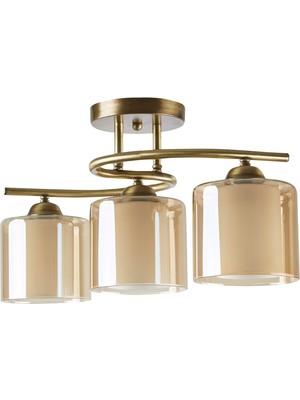 Rsylight Retro Metal Eskitme Bal Camlı 3 Lü Tavan Plofyoner Sarkıt Avize