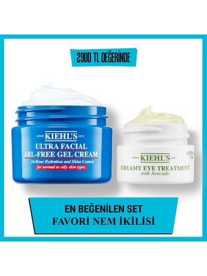 Kiehl's Ultra Facial Oil Free Cream ve Avokadolu Göz Kremi Özellikli Nem İkilisi Seti