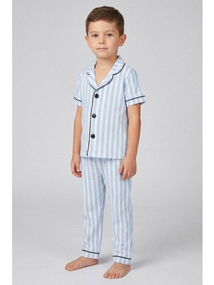 Kinderos Düğmeli Kısa Kollu Çocuk Pijama Takımı - 26Y 4072