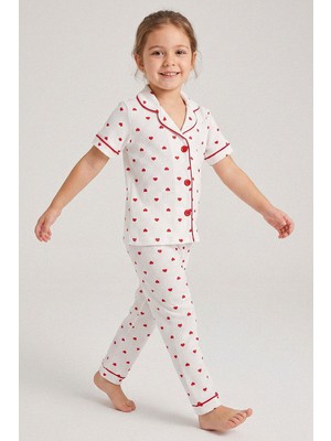 Kinderos Düğmeli Kısa Kollu Çocuk Pijama Takımı - 26Y 4072
