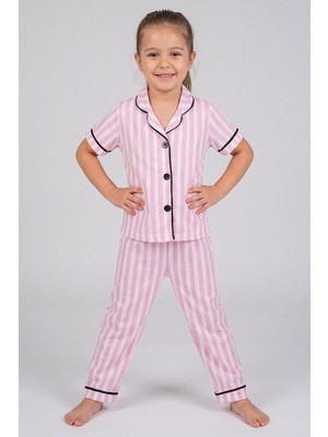Kinderos Düğmeli Kısa Kollu Çocuk Pijama Takımı - 26Y 4072