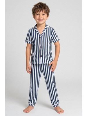Kinderos Düğmeli Kısa Kollu Çocuk Pijama Takımı - 26Y 4072