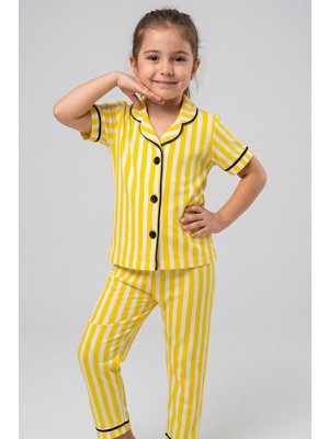 Kinderos Düğmeli Kısa Kollu Çocuk Pijama Takımı - 26Y 4072